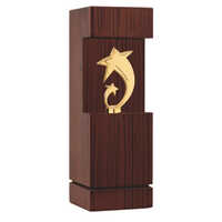 Unique Wooden Twin Star Trophy - Color: Brown