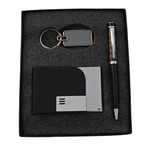 Leather Corporate Gift Set - Color: Black