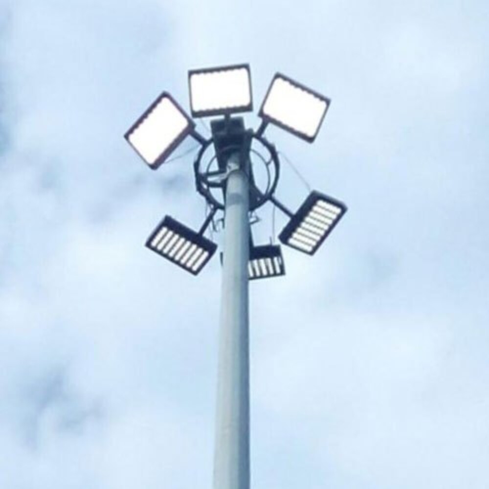 High Mast Pole - Mild Steel, 9m Height, Cool White Lighting, 960mm Diameter, 8mm Thickness | In-house Design, Wind Speed 300 Km/h, Stainless Steel Hardware