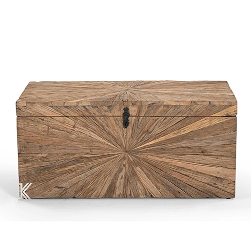 Wagon Wood Black Metal Trunk Come Coffee Table - Color: Different Available