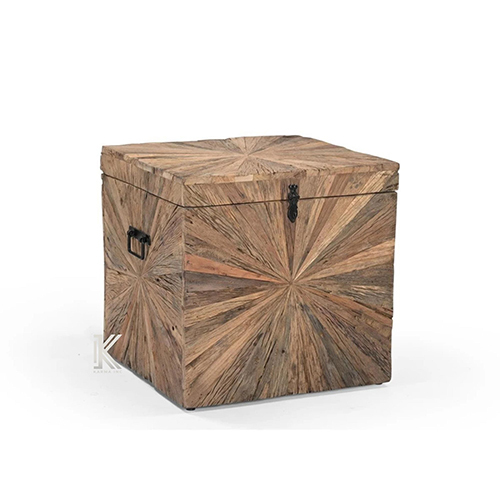 Wagon Wood Black Metal Trunk Come End Table - Color: Different Available