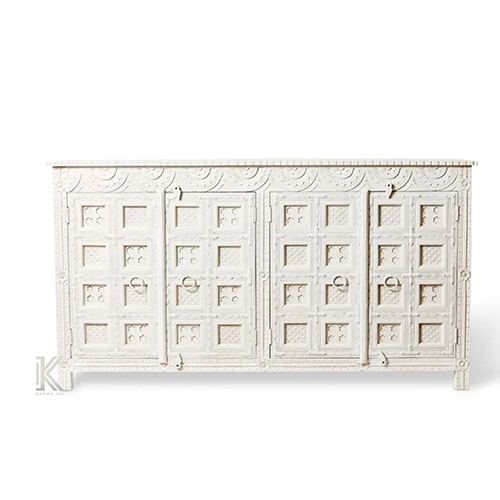 White Distress Mango Wood Sideboard Hand Carved - Color: Different Available
