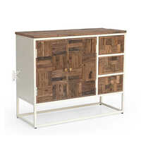 Wagon Wood White Coated Metal Sideboard