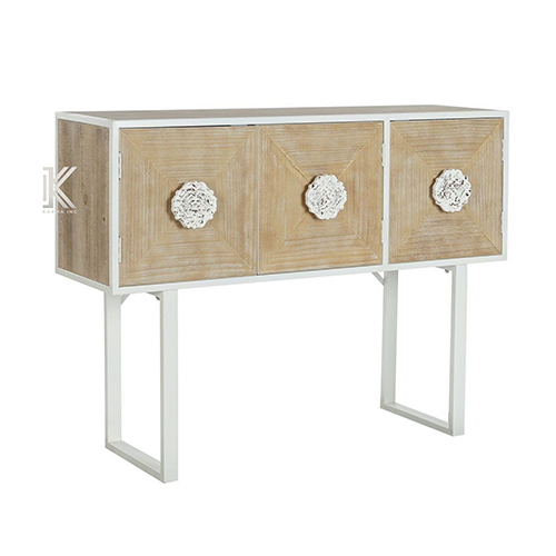Old Pine Wood White Metal High Sideboard