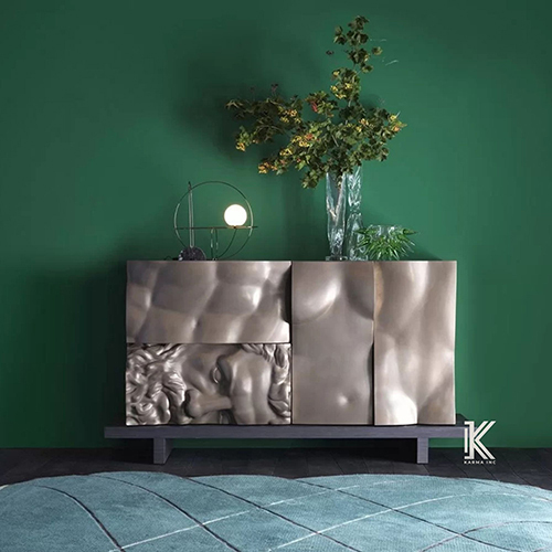 Greek Panel Wooden Carved Sideboard In Bronze - Color: Different Available