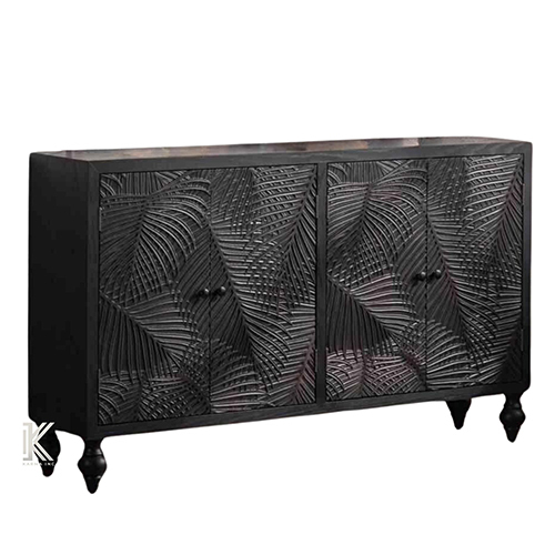 Palm Design Carved Wooden Sideboard - Color: Different Available