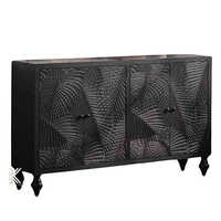 Palm Design Carved Wooden Sideboard