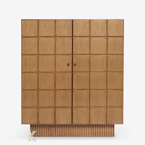 Mango Wood Cabinet With Wooden Block Design - Color: Different Available