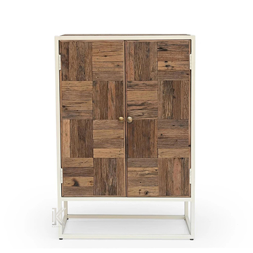 Wagon Wood White Coated Metal Cabinet