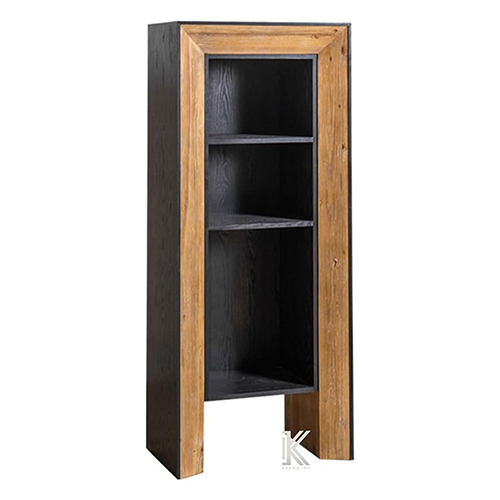 पाइन और काले ठोस लकड़ी का कैबिनेट