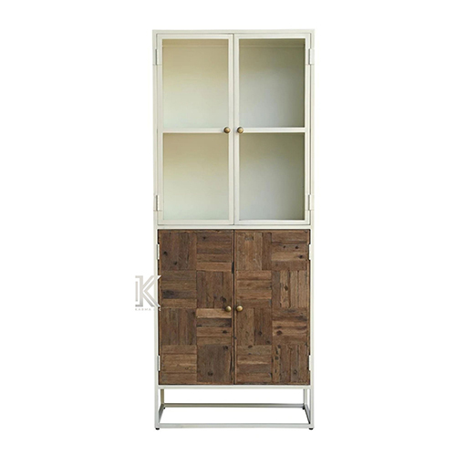 Wagon Wood White Coated Metal Display Cabinet - Color: Different Available