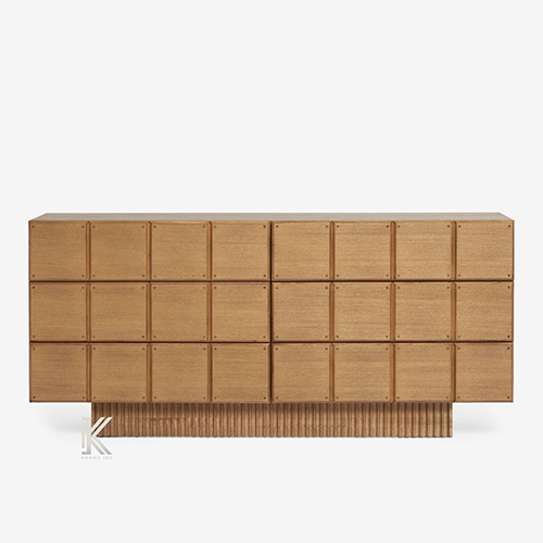 Mango Wood Sideboard With Wooden Block Design