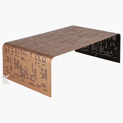 छिद्रित धातु काला और सोना 2 कॉफी टेबल का सेट