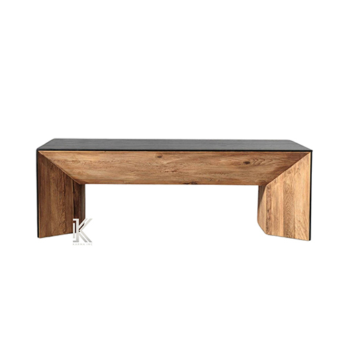 Pine And Black Solid Wood Coffee Table