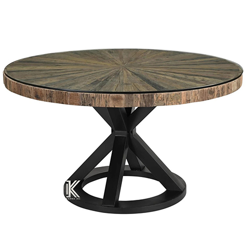 Wagon Wood Black Metal Round Dining