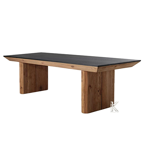 Pine And Black Solid Wood Dining Table - Color: Different Available