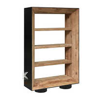 Pine And Black Solid Wood Bookcase
