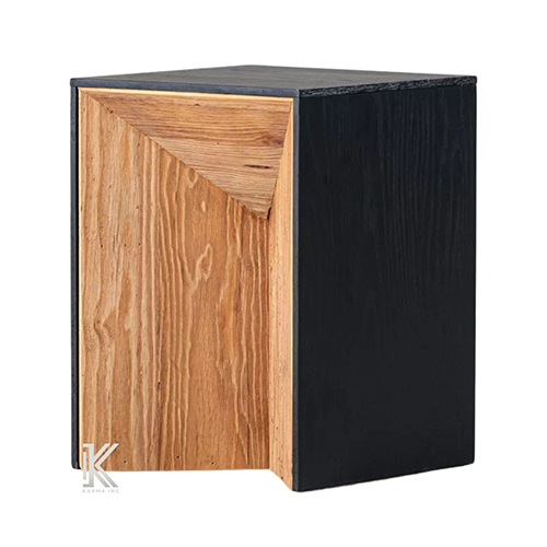 Pine And Black Solid Wood End Table - Color: Different Available