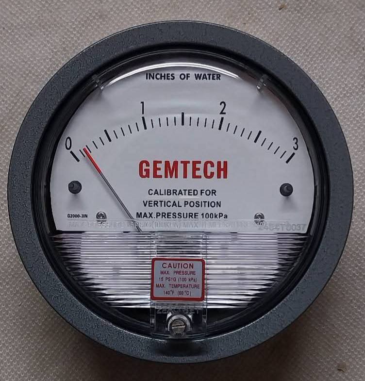 GEMTECH DIFFERENTIAL PRESSURE GAUGE 100% Original