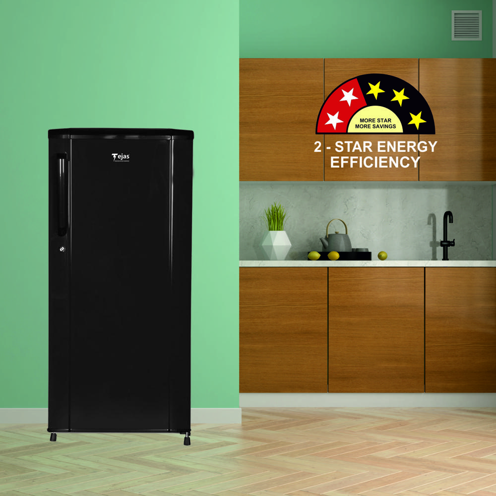 180 Ltr. Curve Refrigerator - Hairline Grey - Color: Black