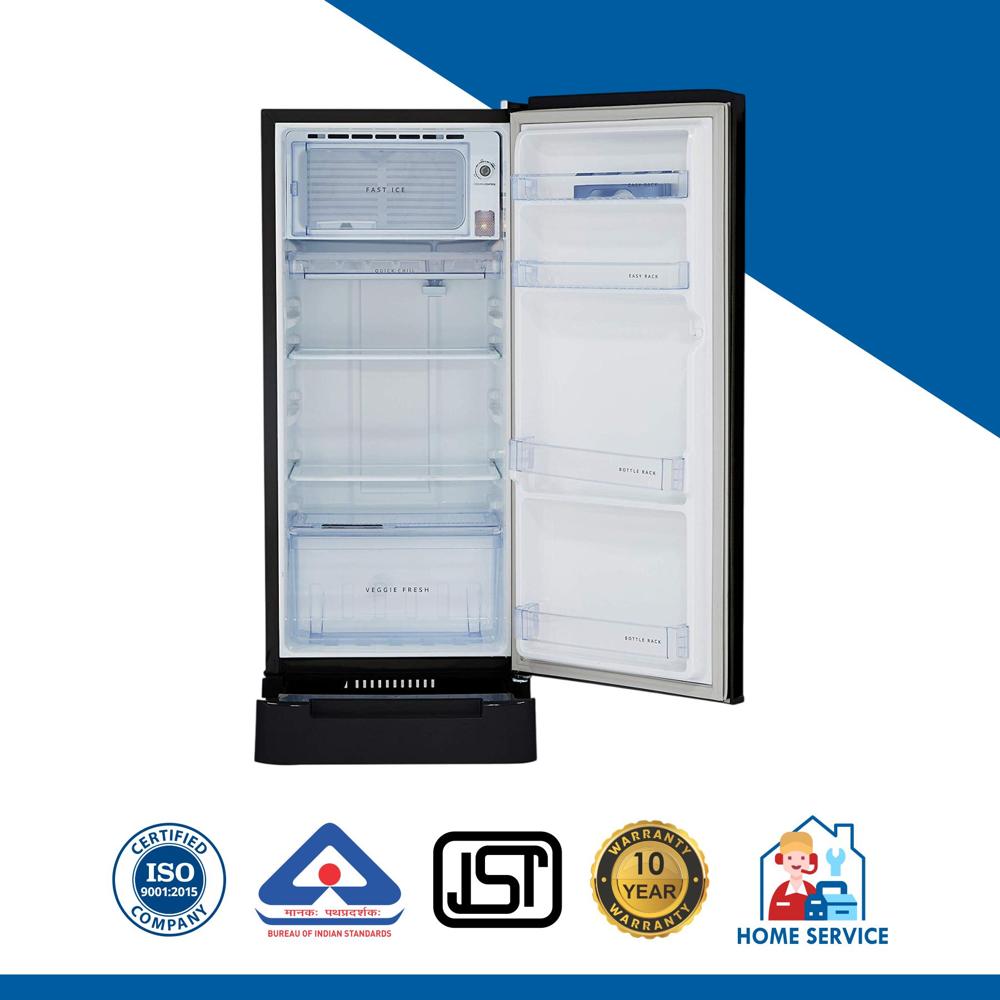 180 Ltr. Refrigerator - Small Flower - Color: Black