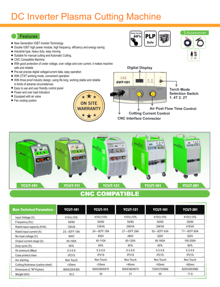 Y-cut 161 Plasma Source With Lead 7.6 M - Automatic Grade: Automatic