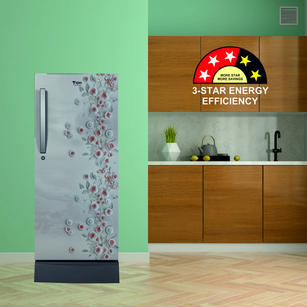 195 Ltr. Curve Refrigerator - PLAIN/HAIRLINE GREY 