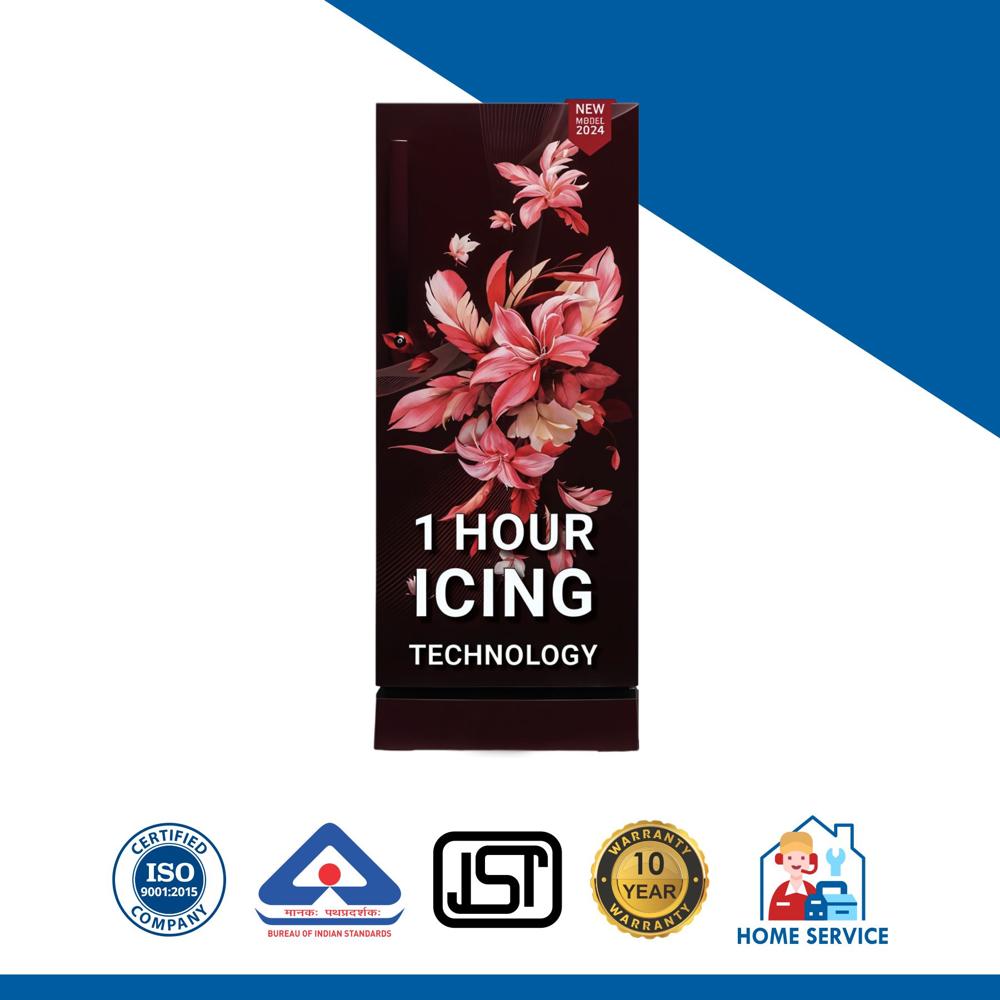 215 Ltr. Curve Refrigerator - Big Flower - Color: Multicolor