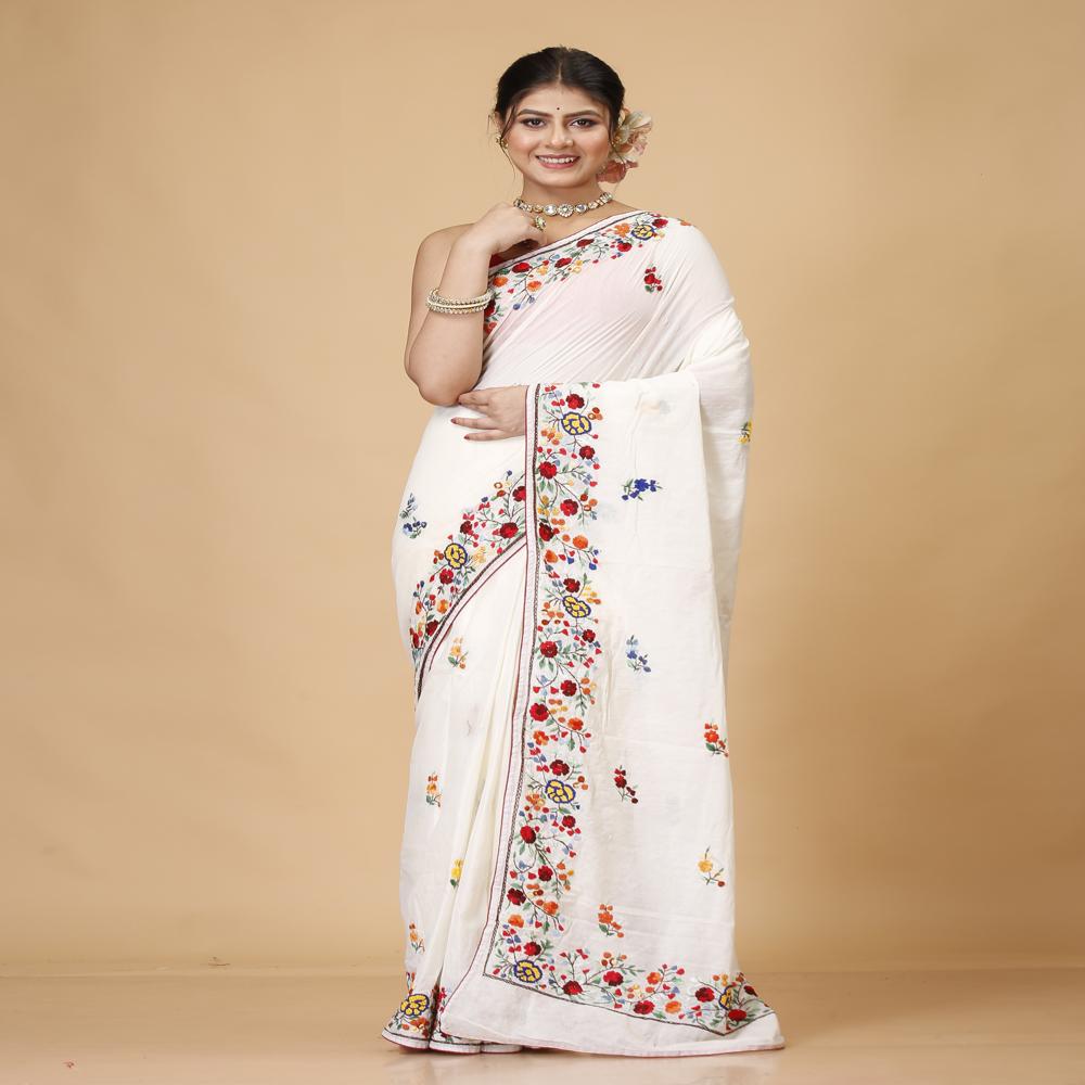 Parshi Embroidered Saree - Color: Multicolour