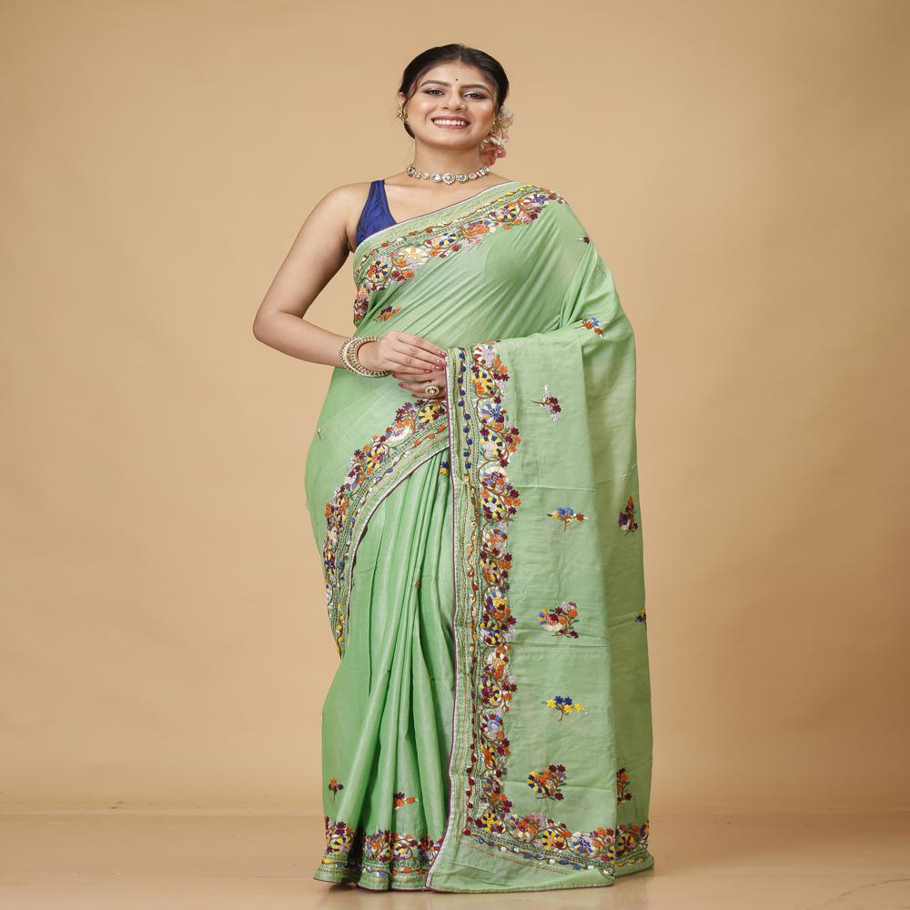 Parshi Embroidered Saree