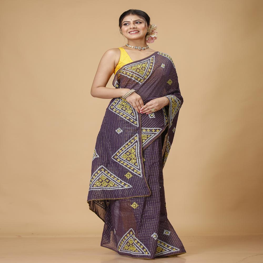 Gujrati Hand Stitch Saree