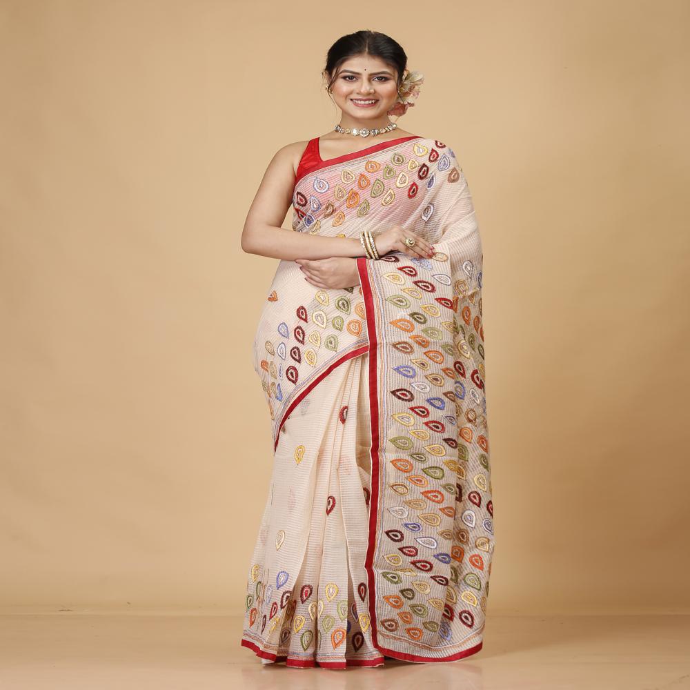 कांथा हस्त सिलाई साड़ी