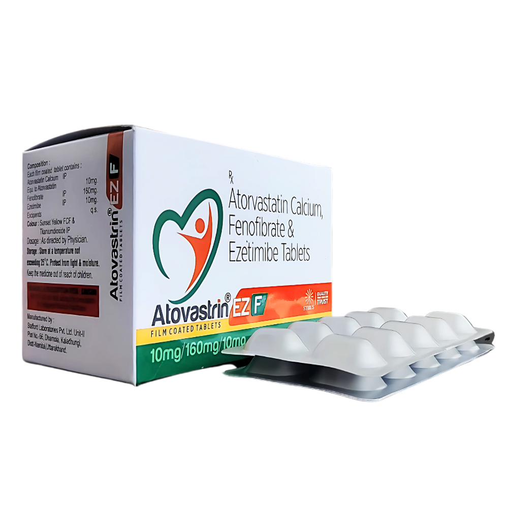 Atrovastatin Calcium (10mg), Fenofibrate (160mg), Ezetimibe IP (10mg)