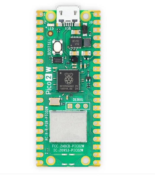 Raspberry Pi Pico 2 W with 2.4GHz 802.11n Wireless LAN and Bluetooth 5.2 RP2350 Pico 2W Wireless Microcontroller Board