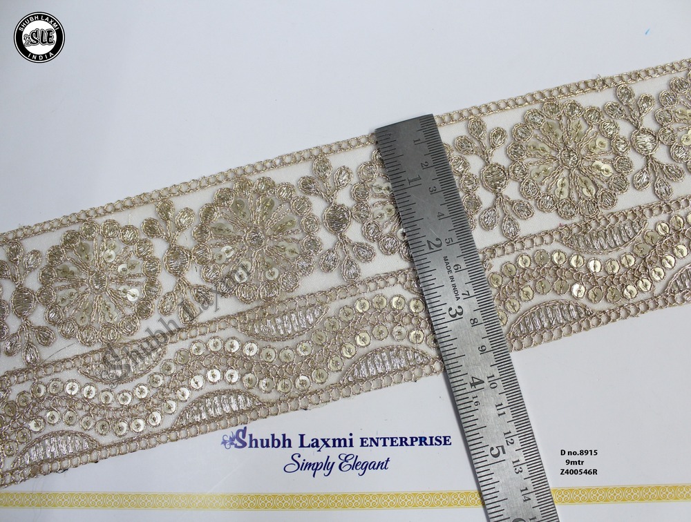 Golden Embroidery Zari Lace - Decoration Material: Sequins