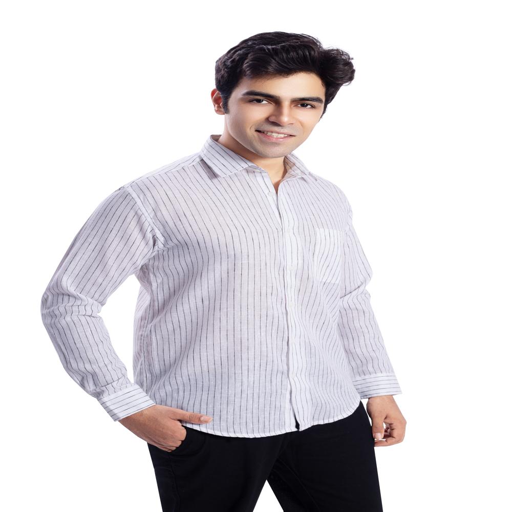 BLENDED STRIPE LINEN SHIRT