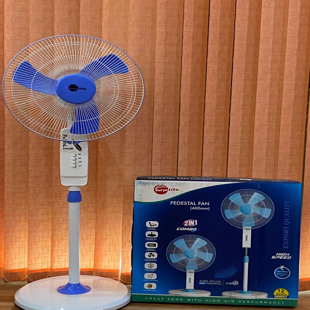 Pedestal Fan 400mm - Plastic Blade, 16-inch Indoor/outdoor Design , Anti-rust Feature, Powerful 58w Airflow For Optimal Comfort