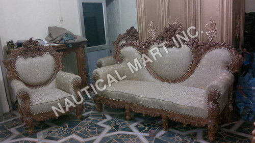 VINTAGE WOODEN PAIR OF SOFA SET 