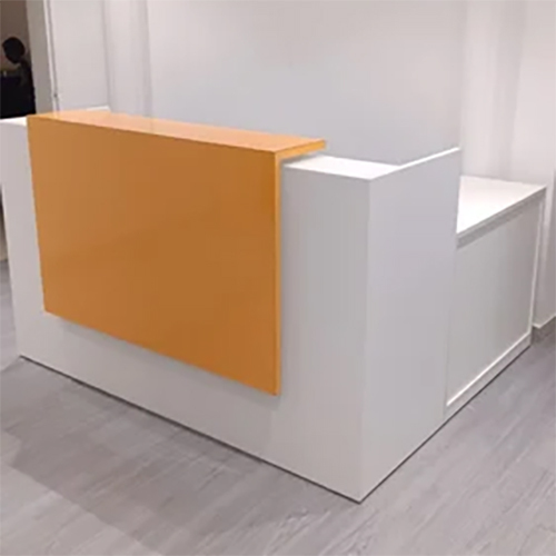 Office Reception Table - Color: White And Orange