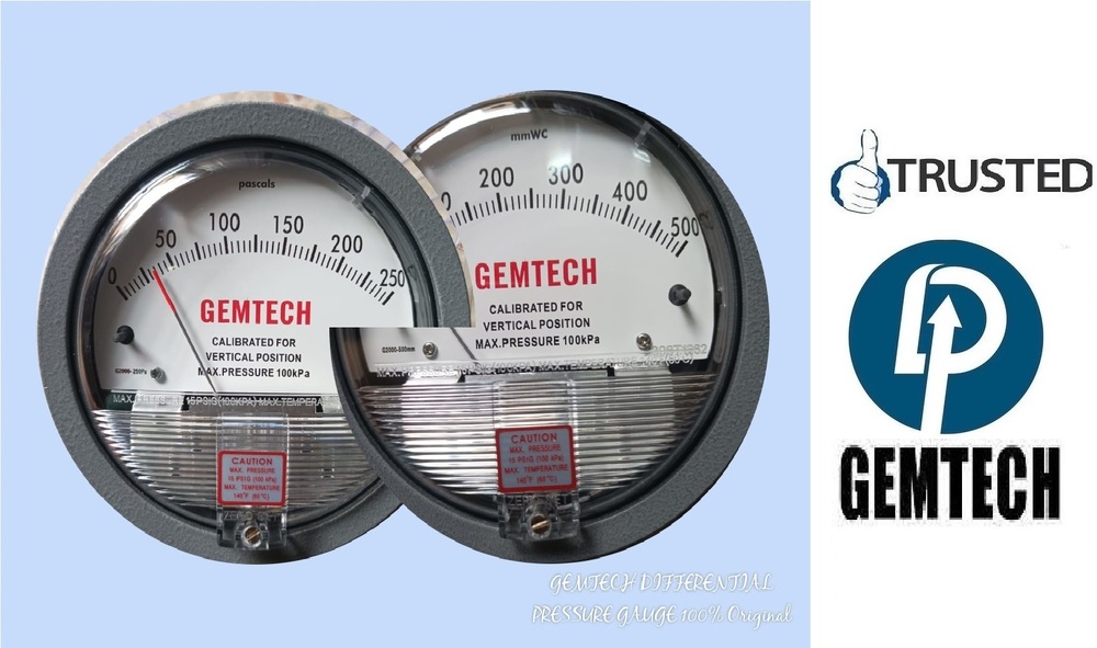 GEMTECH DIFFERENTIAL PRESSURE GAUGE 100% Original