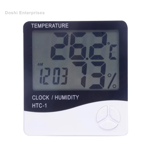 Humidity Clock Indoor Outdoor Digital Thermometer - Color: White