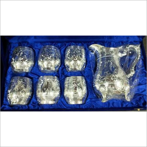 Silver Glass And Jug Set - Material: Brass