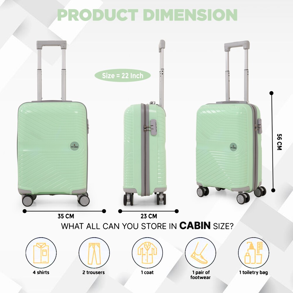 Pistachio green abin trolley suitcase