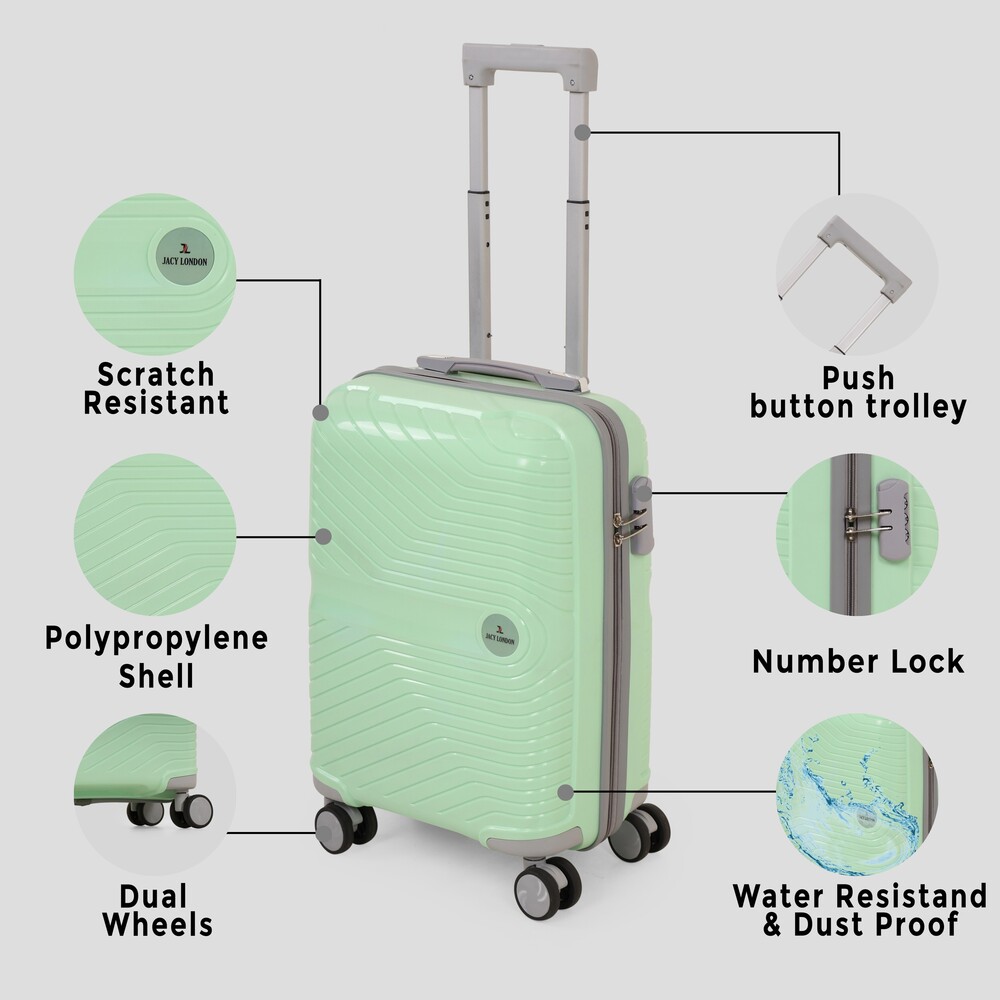 Pistachio green abin trolley suitcase
