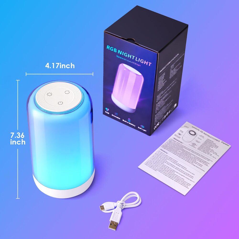Rechargeable Dimmable Table Lamp - Color: Multicolor