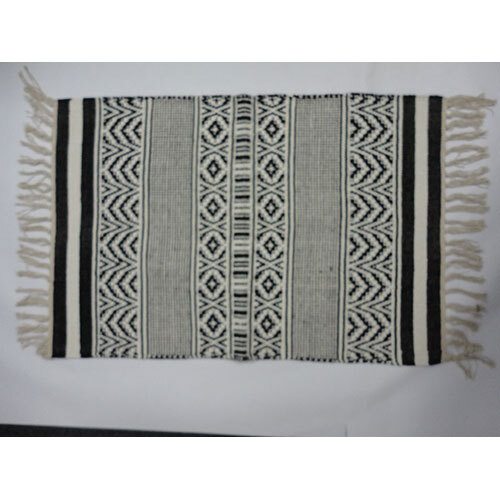 Handloom Durries - Color: Black And White