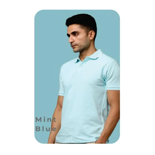 Mens Mint Blue Cotton T-Shirt - Age Group: Adult