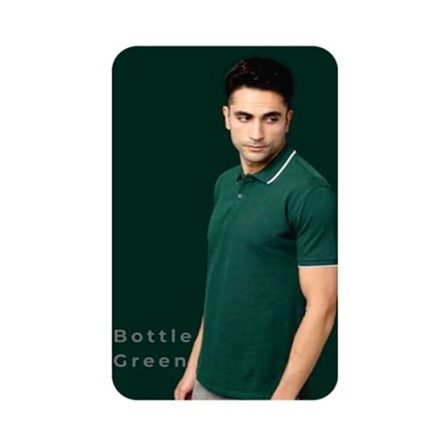 Mens Bottle Green Cotton T-Shirt - Age Group: Adult