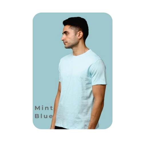 Pima Mint Blue Crew Neck Cotton T-Shirt