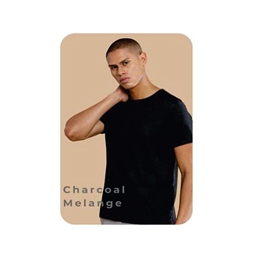 Charcoal Melange Sustainable 3D Crew Neck T-Shirt